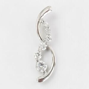 Vintage Sterling Silver Cubic Zirconia Slider Pendant Elegant Swirl 2.3g